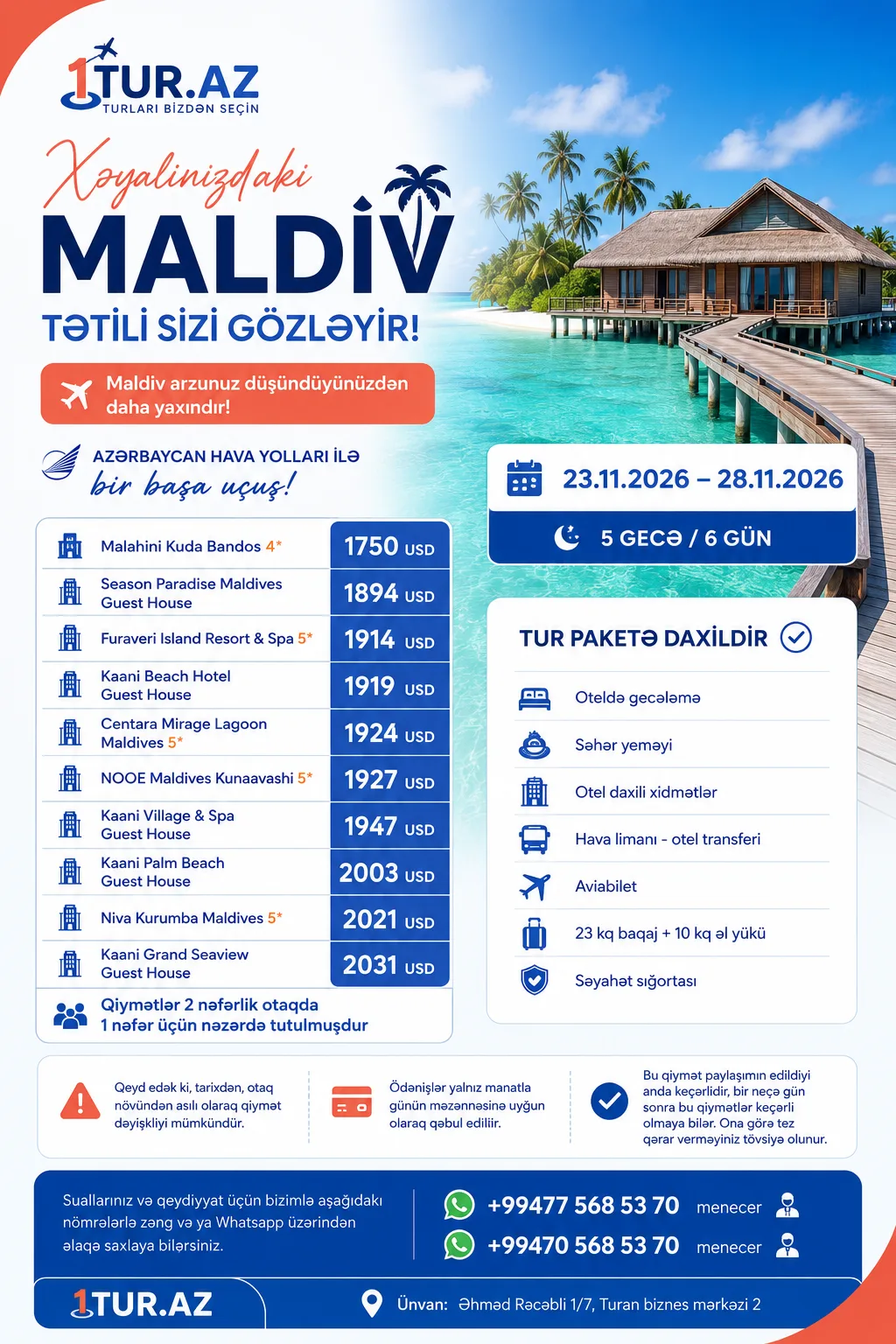 Maldiv tətili — Xəyalınızdakı ada istirahəti